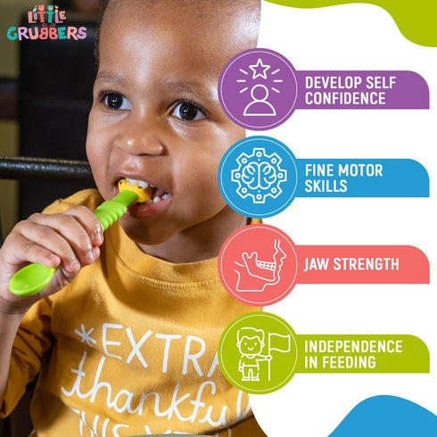 3-in-1 6+ Silicone Baby Spoon Self Feeding Months - Pediatric OT Designed Teether Spoon, BPA Free Toddler Utensils