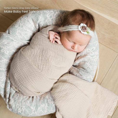 2Pack(Caramel) lulumoon Muslin Swaddle Blanket Baby - Cotton Swaddling Blanket Soft Baby Receiving Blankets Neutral