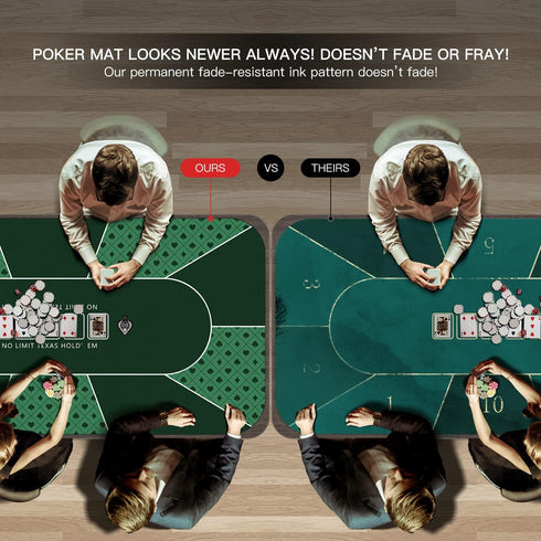 YUZPKRSI 47×23 Inch Poker Mat, 6 Players Texas Hold'em Rubber Mat with Carrying Bag for Poker Games