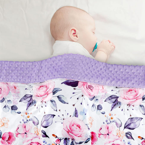 30'' x 40'' Baby Blankets, Super Soft Floral Minky Toddler Newborn Blanket for Boys Girls, Double Layer, Crib Receiving