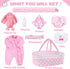 BABESIDE 8 Pcs Reborn Baby Doll Clothes with Bassinet - Outfit Accessories for 17-22 Inch Baby Doll Girl