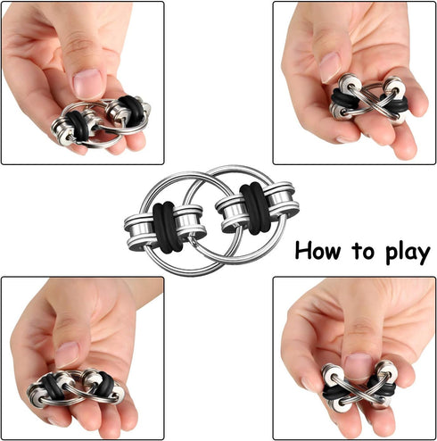 Gejoy Fidget Toy Set with Six Roller Chain Fidget and Key Flippy Chain Stress Reducers for Autism Relief