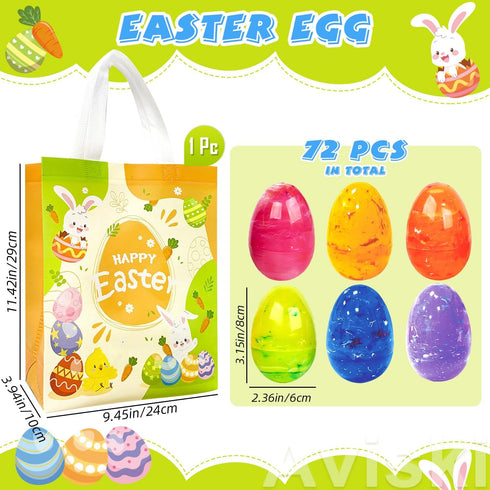 72Pcs 3.15'' Aviski Painted Jumbo Large Iridescent Marble Easter Eggs for Kids Basket Bag Stuffers Fillers, Easter Hunt