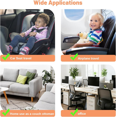 Blublu Park Inflatable Car Seat Foot Rest for Kids, Portable Car Foot Rest with Adjustable Straps, Carseat Accessories