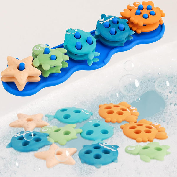 Baby Bath Toys, Mold Free Silicone Shape Sorting & Stacking Bath Toys