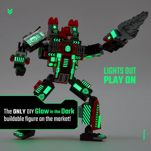 JITTERYGIT Mech Building Robot Glow in The Dark Action Figure Toy Set, Cool Space Super Hero Gift for Boys, Girls, Teen