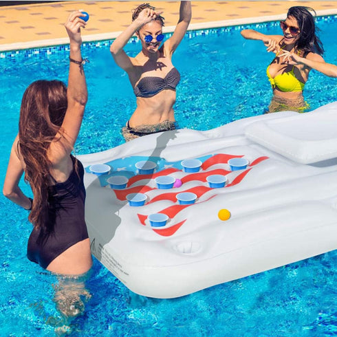 8 Jasonwell Pool Toys Games Floats - Adult Pool Pong Table Game Float with Cooler Drink Cup Holders and Balls Floating