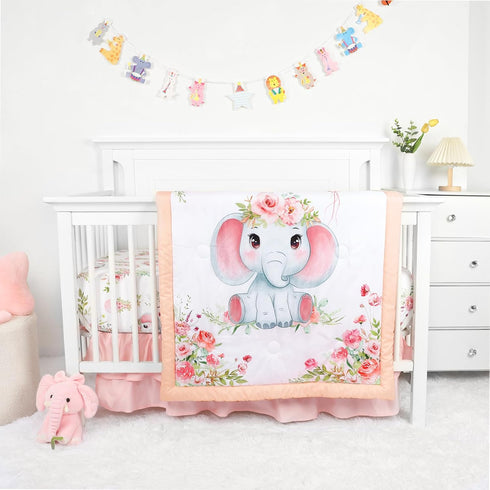 Baby Crib Bedding Set for Girls, Soft Bedding Set with Comfort, Crib