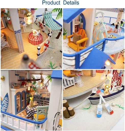 GuDoQi DIY Miniature Dollhouse Kit - 1:24 Scale Tiny House Kit with Music and Furniture, Great Gift for Birthday