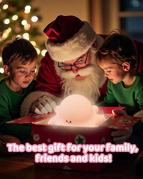 Lustrinex Dimmable Cute Octopus Rechargeable Silicone Night Light for Kids, Touch Control Nightlight with Timer