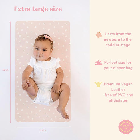 (16 30 Ava + Oliver Vegan Leather Baby Changing Mat X in) - Multipurpose Wipeable and Portable Diaper Changing Pad