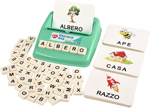 BOHS Italian Literacy Wiz Fun Game - 60 Flash Cards - Educational Toys for Preschool Language Learning - See and Hide