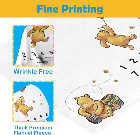 The Pooh Bear Baby Monthly Milestone Blanket, Honey Baby Age Blanket for Newborn Boy & Girl Photo Taken