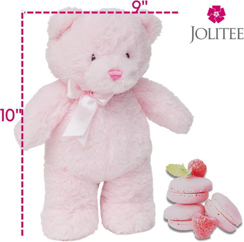 Jolitee My First Bear Stuffed Animal - Pink Teddy Bear for Baby for Newborn, 10"