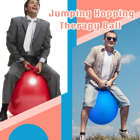 Lewtemi 3 Pcs 31 Inch Bouncing Balls with Handle - Outdoor Hopper Balls, Exercise Balls & Air Pump (Red, Blue, Green)