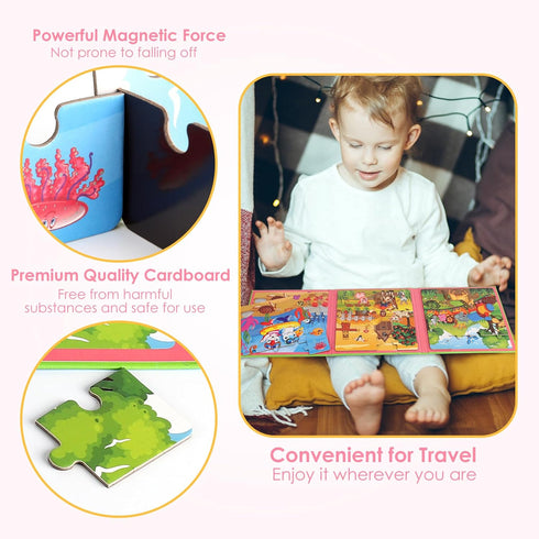 Magnetic Puzzles for Kids Ages 4-6 - 20-Piece Travel Toys Animal Toddler Puzzles for Educational Learning
