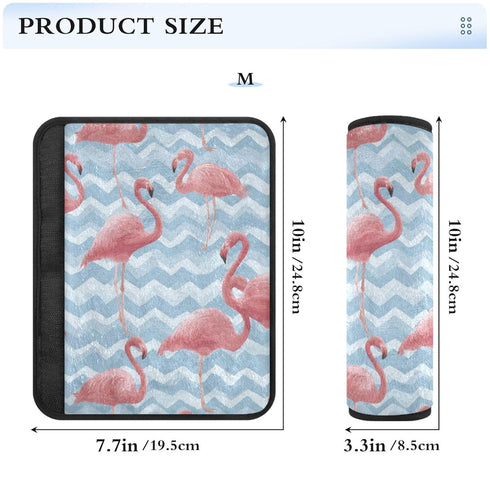 Vdsrup 2 Pack Seat Belt Covers Pink Flamingos Blue Zigzag Car Seat Strap Covers Super Soft Car Seat Neck Cover for Boys