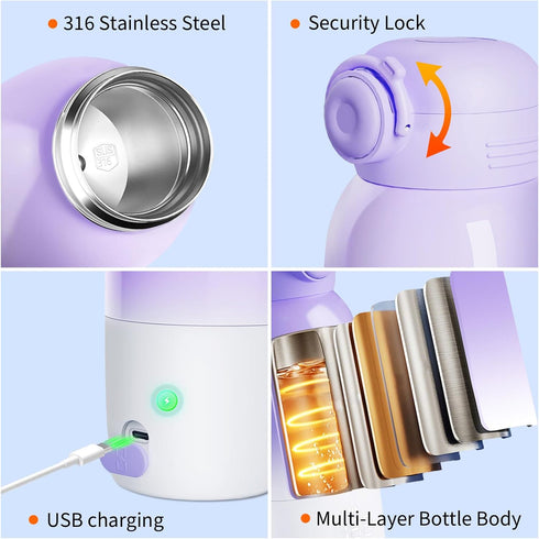 Umakep 12oz Portable Bottle Warmer for Travel - Cordless Milk Warmer, Dual Heating Modes for Breast Milk & Water, Fast