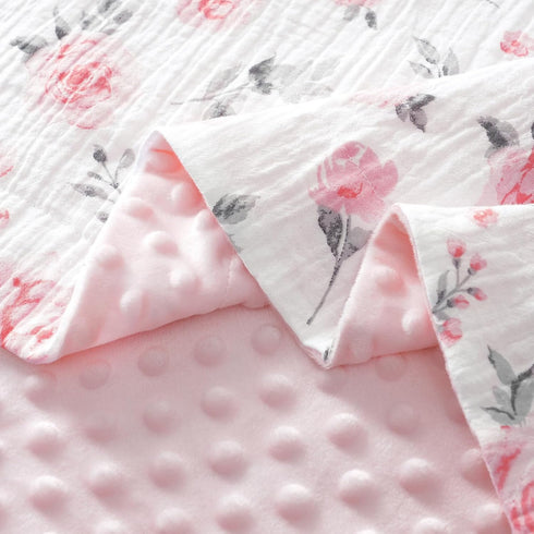 david's kids Muslin Baby Blanket for Girls, Soft Lightweight with Muslin Cotton Front, 40x50 Inches, Floral