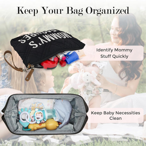 Mommy 2 printe Diaper Bag Tote with Organizers, Large Moms Bag for Hospital & Travel Baby Diaper for Baby Care (Quilted