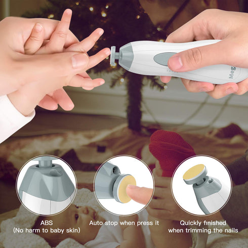 Trimmer 10 Baby Nail Electric Baby Nail File with LED Light Grinding Heads Baby Nail Clippers Safe Quiet Nail Care Kit