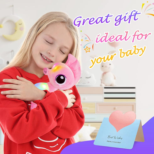 Athoinsu Light up Seahorse Stuffed Animals, LED Soft Plush Toy with Night Light for Kids, 8'' Pink