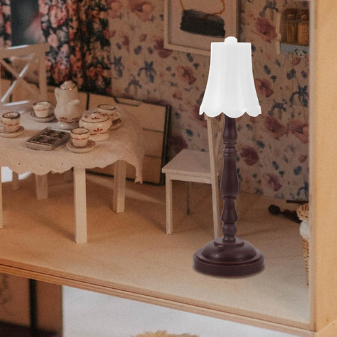 Mini Table Lamp Dollhouse 1/12 Miniature Desk Lamps with Base, Vintage Tiny LED Lamp Model for Dollhouse