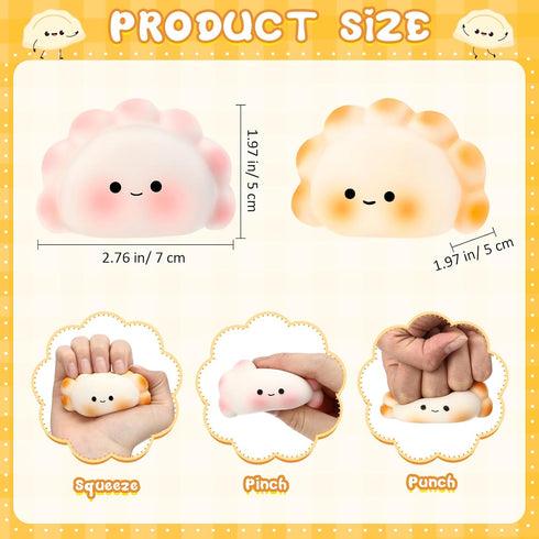 Hollowfly 20 Pcs Positive Dumpling Stress Balls Fidget Sensory Toy Emotional Relief Squeeze Stretchy Food Pierogi
