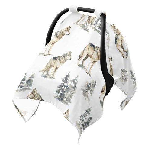 Mazeann Winter Wolf Car Seat Cover Baby Breathable Soft Infant Carseat Covers Canopies