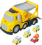 Construction Car Carrier Toys Set for 3-6 Years Old, 4 Small Cartoon Cars, Sound and Light Big Truck with Slide