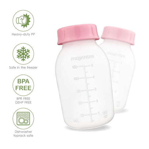 Maymom Breast Pump Bottle Compatible with Medela Pump in Style MaxFlow, Freestyle, Swing Maxi Pump, 8pc/pk with Maymom