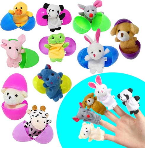 BAINFE 2.76'' 10 Pack Easter Eggs Basket Stuffers Finger Puppet for Theme Party Favor, Egg Hunt Filler, Goodie Bag