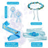 Xinnun Baby Shower Maternity Sash Kit - 5 Pcs Blue Shoulder Sash, Daddy Corsages, Flower Crown, Rose Wreath Headdress