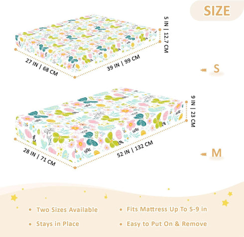 miaozhen 1 Pack 52x28 Cotton Baby Crib Sheets for Boys Girls Soft Comfy Little Fresh Safaris Butterfly Floral Muslin