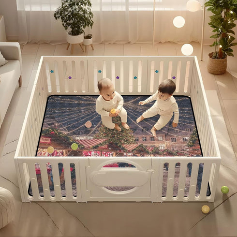 GuoChe 50'' 50'' Christmas Market Lights Night View Soft Foam Baby Play Mat for Indoor Outdoor Non-Toxic Baby Kick