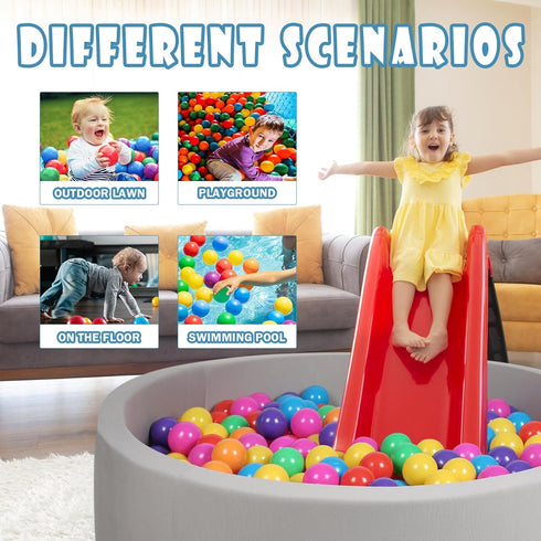 100 Pack Colorful Plastic Balls for Baby Play, BPA Free Balls for Ball Pit, Bounce House, Baby Pool & Playhouse