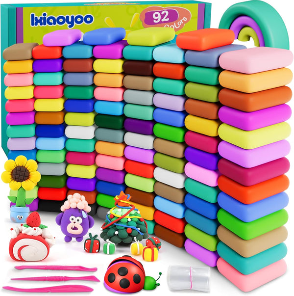 Ixiaoyoo Air Dry Clay for Kids, 92 Colors Magic Modeling Clay, Children's
