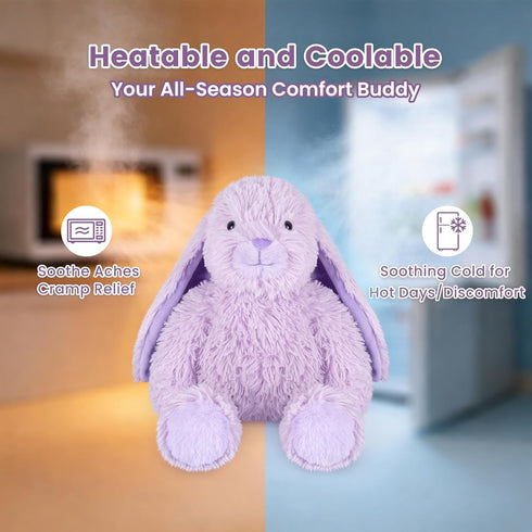 SuzziPals Heatable & Coolable Purple Bunny Stuffed Animal Heating Pad for Soothing & Relaxation, Lavender Purple Bunny