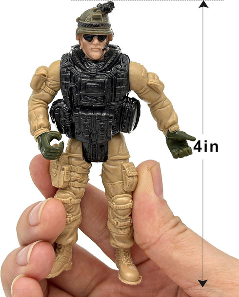 US Army Men and SWAT Team Toy Soldiers Action Figures with Military Weapons Accessories for Kids, 12Pcs