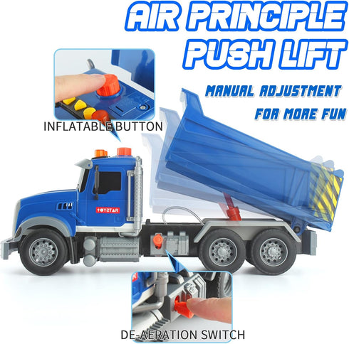Dump Truck Toy Construction Toys with Lights and Sounds - Push & Go Car for Toddlers Age 3-5 Birthday Gift