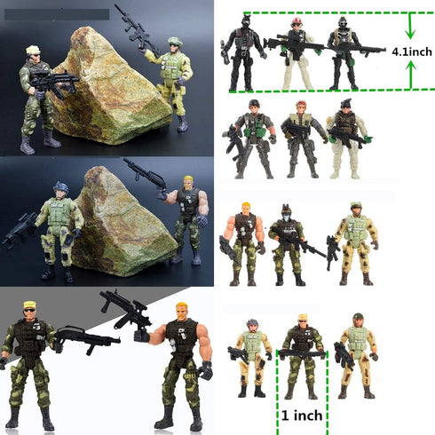 US Army Men and SWAT Team Toy Soldiers Action Figures Playset with Military Weapons Accessories, 12Pcs