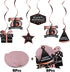 LINGTEER Happy 75th Birthday Decorations, 12Pcs Black & Rose Gold Swirls Streamer Set for 75 Years Old Bday Party