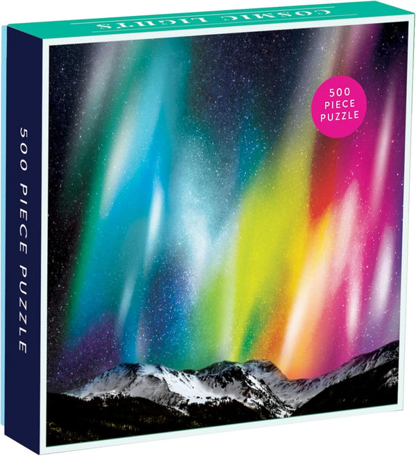 Galison Cosmic Lights 500 Piece Jigsaw Puzzle for Families and Adults, Outer Space Puzzle with Rainbow Aurora