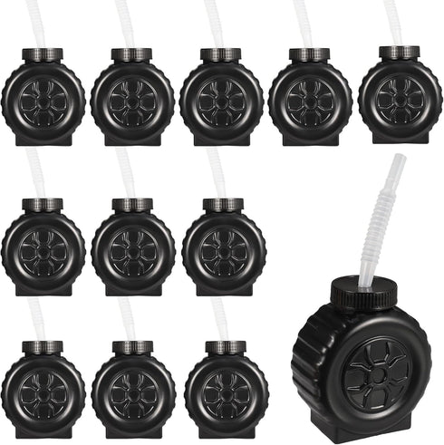 12 Pcs Construction Truck Cup Set Wheel Water Cup Truck Construction Cup
