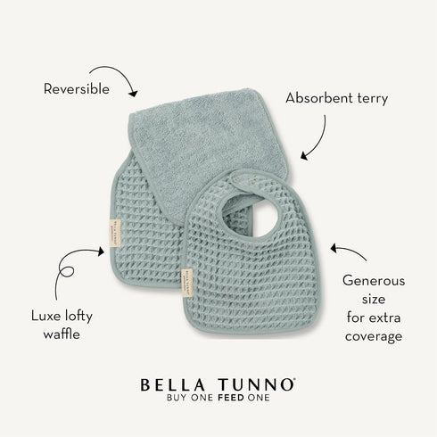 Set Bella Tunno Baby Bibs and Burp Cloths Reversible Drool Bibs and Soft Absorbent Newborn Burp Cloths, Oeko-TEX