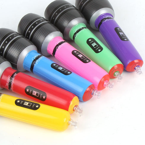 CCINEE 12 Pack Inflatable Microphones, 9.4 Inch Giant Props for 80s 90s Musical Concert Themed Party