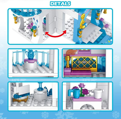 Girls Castle Building Blocks Toys Set - 377 Pieces Ice Princess Castle Construction, Snow Castle Building Bricks, Gift