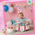 DESGLITAIR 0-12 Baby First Birthday Party Decorations Pink High Chair Banner Crown Cake Topper Months Potho Banner