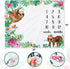 Watercolor Flowers Jungle Baby Sloth Monthly Milestone Blanket - Soft Fleece Blanket for Baby Girls - Perfect Age Photo Props and Newborn Baby Gift Idea by Gicoherero