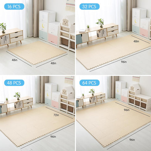 16 0.4" Coolcandy EVA Foam Play Mat, Tiles Colorful Baby Play Mat, Square Kids Playmat with Solid Colored, Thickened